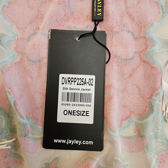 Jayley Silk Floral Kimono Cream White devore Jacket Coverup with Tassels Onesize - Picture 13 of 16